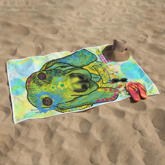 Preview: Badehandtuch Paolo – Popart-Hundemotiv, 75x165 cm, 100 % Polyester, weich & schnelltrocknend